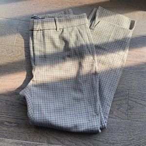 Zara Straight-Leg Plaid Pants in Beige and Black